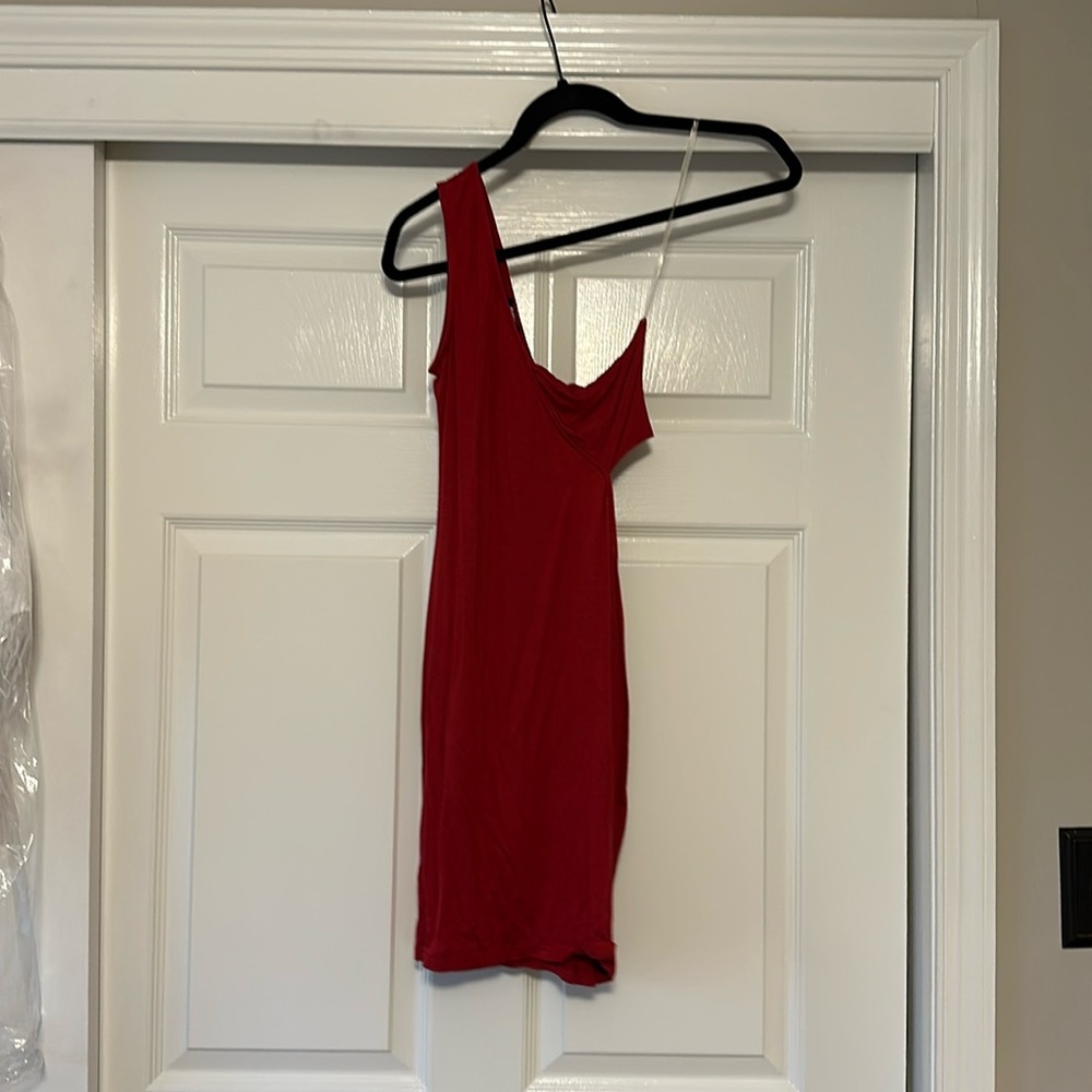 Red One Shoulder Cut Out Dress